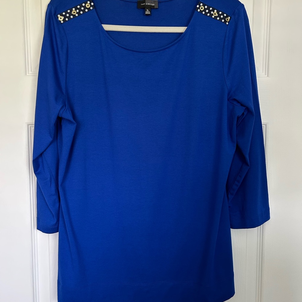 The Limited Cobalt Blue Blouse with Studded Accents